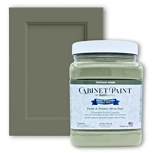 Bathworks cabinet paint in vintage herb satin finish