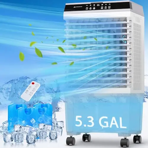 Large Evaporative Cooler, 5.3 Gal Tank, 120° Oscillation