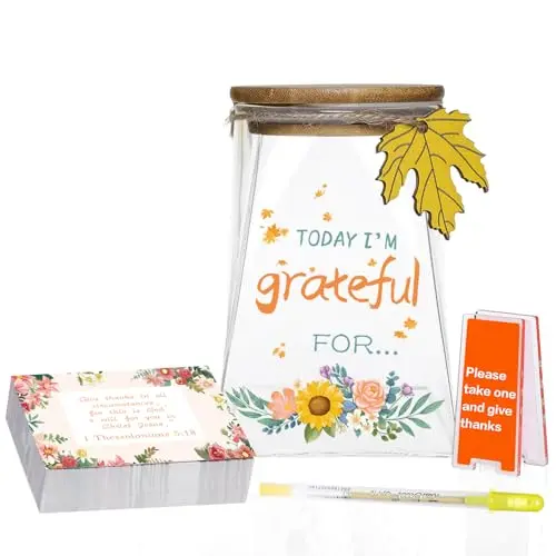 MSEHKM gratitude jar with floral design and write-on cards