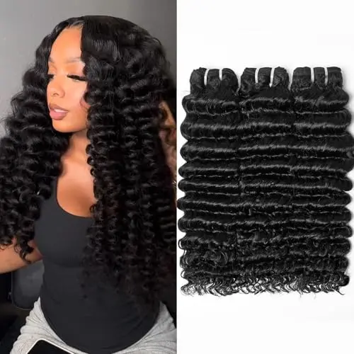WEQUEEN deep wave human hair bundles for quick weave