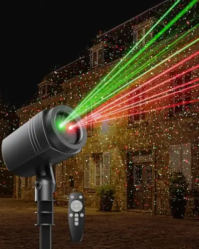 Enjoyedled galaxy laser light creating red and green patterns for holiday decoration