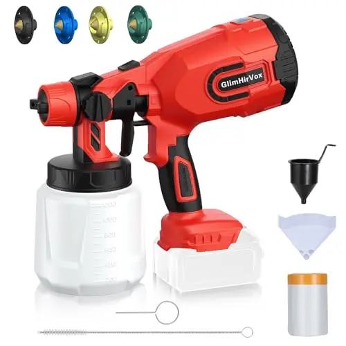 GlimHirVox cordless paint sprayer for Milwaukee M18 batteries with power display