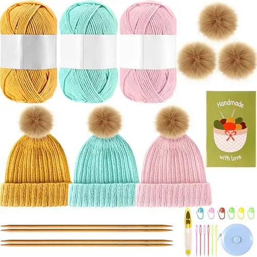 Maasechs knitting kit with bamboo needles and hat patterns