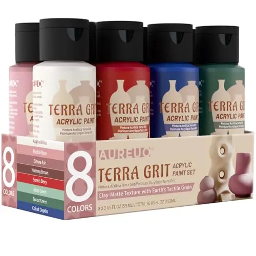AUREUO Terra Cotta Acrylic Paint Set with 8 earth-toned colors