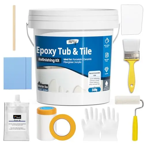 DWIL epoxy tile paint kit with scraper and brush for bathroom floors