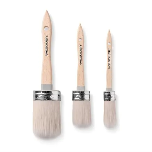 Wesquer three-piece chalk paint brush set with gray handles and dense bristles