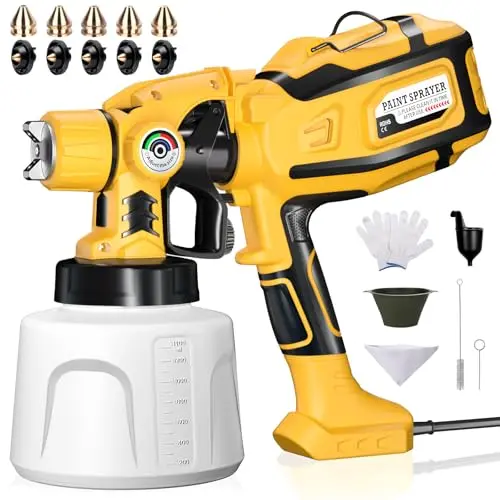 Cosyjazz yellow HVLP paint sprayer with multiple nozzles and container