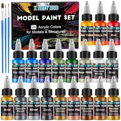 X ARTY HUB Model Paint Set with 20 colors and 3 brushes