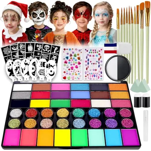 K KERNOWO face paint kit with 42 colors and various tools