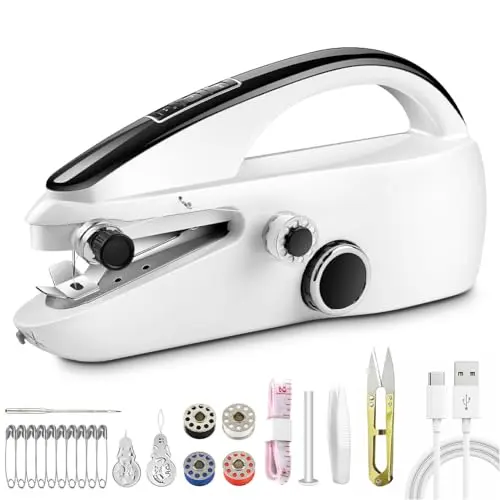 Leopacat white handheld sewing machine with accessories