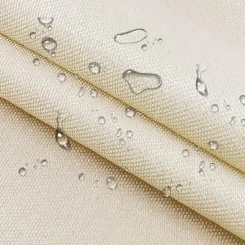 HYVAKUPPA beige Oxford polyester fabric showing tight weave pattern