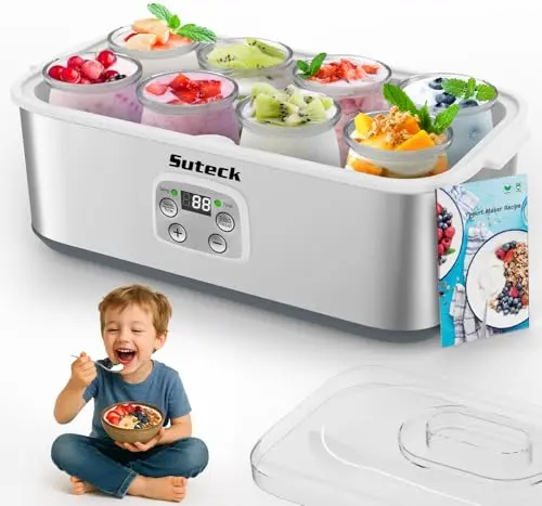 Suteck Yogurt Maker with 8 glass jars and digital controls