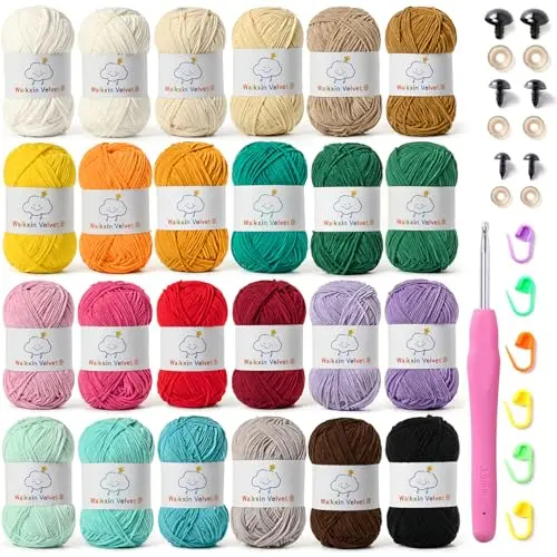 WAIKXIN fluffy chenille yarn in multicolor set