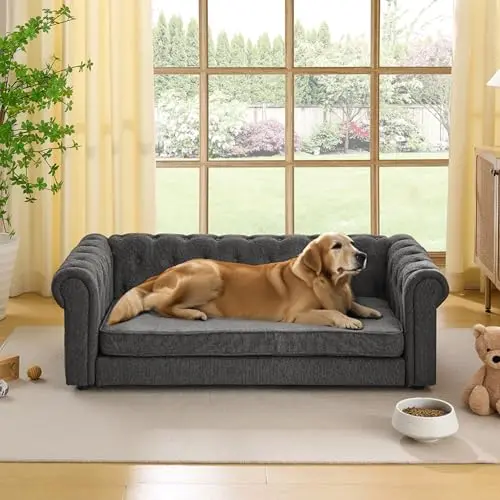 VYNELITO large dog sofa with memory foam and washable fabric