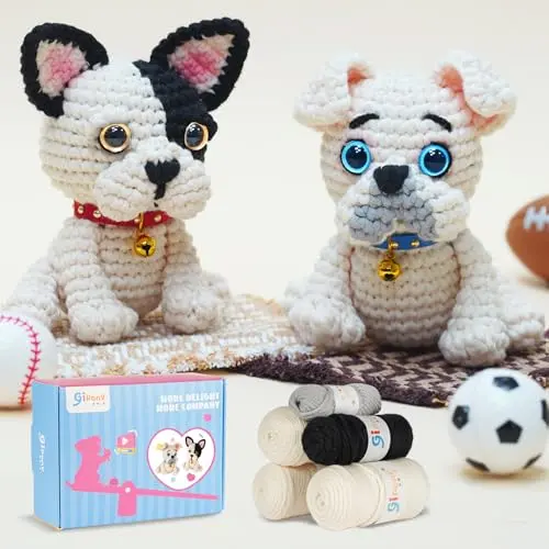 Gipony crochet kit for French Bulldog amigurumi with video tutorials