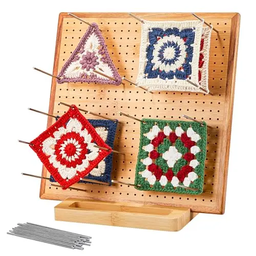 OAKWOOMA square bamboo blocking board for crochet and knitting