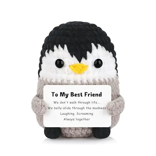 JoycuFF crochet penguin with emotional support message