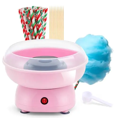 Generic pink mini cotton candy machine with multiple sticks