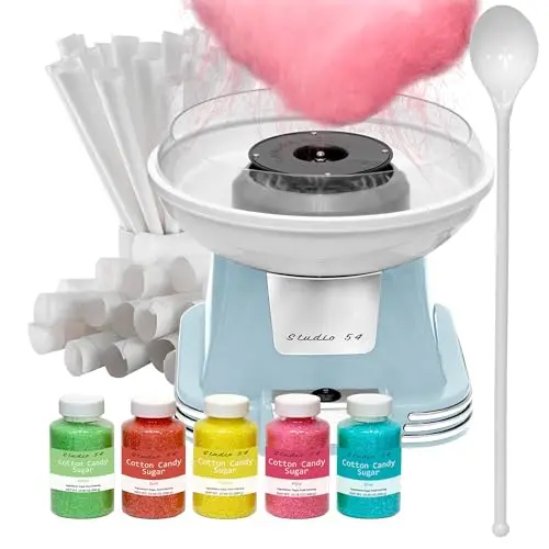 Studio 54 retro cotton candy machine with colorful sugars