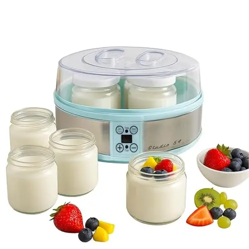 Studio 54 retro blue yogurt maker with 7 glass jars