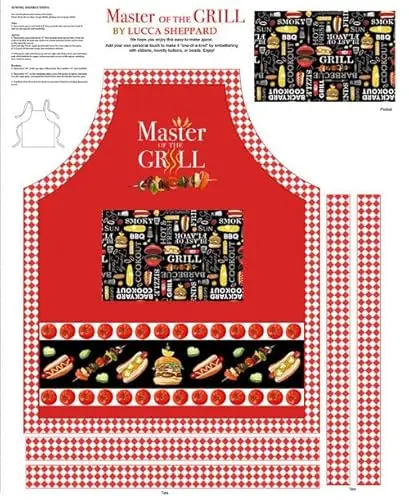 FlashPhoenix BBQ Grill apron fabric with grilling-themed graphics